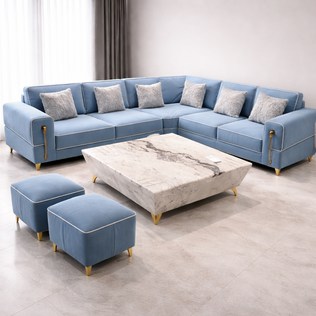 Plain Blue Furnitur Set