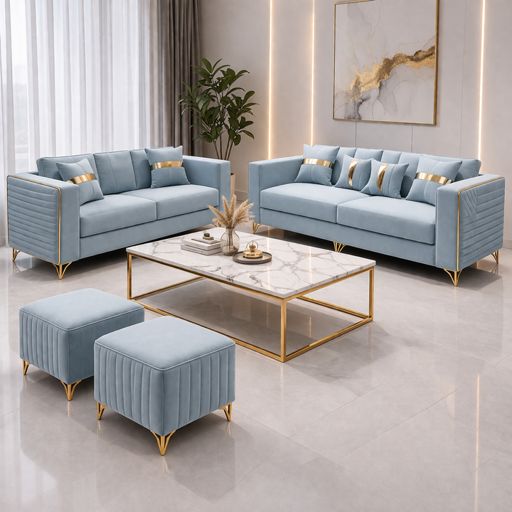 Plain Blue Lineing Furniture