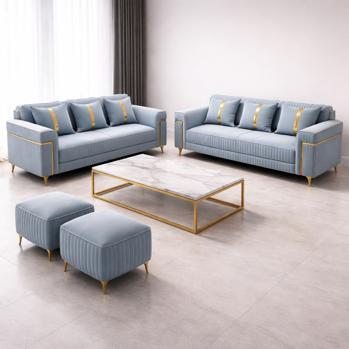 Plain Blue Lineing Furniture